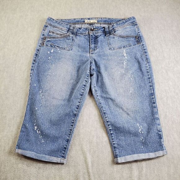 Lei Capris Juniors 15 Blue Ashley Trouble Denim Jean Cuffed Shorts - Picture 1 of 11